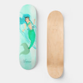 Girly Mermaid Green Tail Blue Persoonlijk Skateboard (Voorkant)