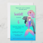 Girly Mermaid Rainbow Fairytale Birthday foto Kaart (Voorkant)