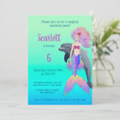 Girly Mermaid Rainbow Fairytale Birthday foto Kaart (Staand voorkant)