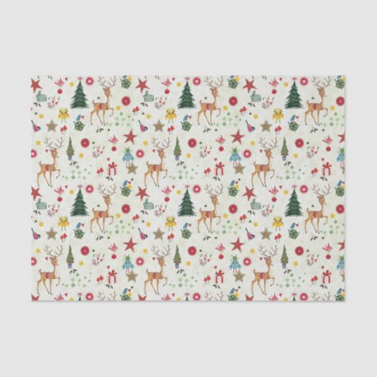 Girly Merry kerst Deer | Weefselpapier Tissuepapier (Voorkant)