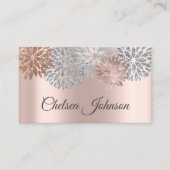 Girly Metallic Roos Gold en Glitter Dahlia Flower Visitekaartje (Voorkant)