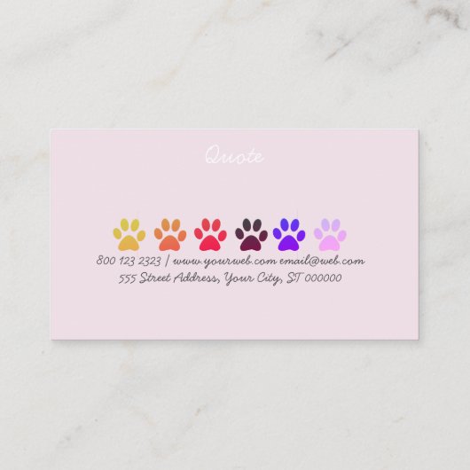 Girly Miami Paws, Pet Sitter, Pet Groomer, Vet Visitekaartje (Achterkant)