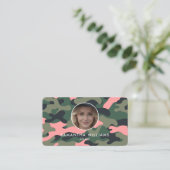 Girly Military Army QR Foto Visitekaartje (Staand voorkant)