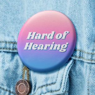 Girly Minimal Pink Blue Typografie Hard of Hearing Ronde Button 3,2 Cm