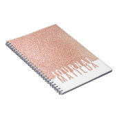 Girly minimal roos gouden glitter typografie tijds notitieboek (Rechterzijde)