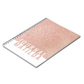 Girly minimal roos gouden glitter typografie tijds notitieboek (Linkerzijde)