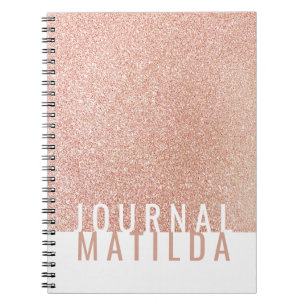 Girly minimal roos gouden glitter typografie tijds notitieboek