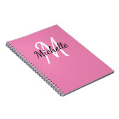 Girly Minimal Roze Monogram Naam + Initiaal Notitieboek (Rechterzijde)