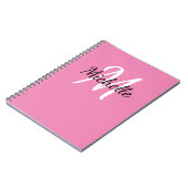 Girly Minimal Roze Monogram Naam + Initiaal Notitieboek (Linkerzijde)