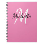 Girly Minimal Roze Monogram Naam + Initiaal Notitieboek (Voorkant)