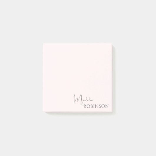 Girly Minimalist Blush Pink Monogram Post-it® Notes (Voorkant)