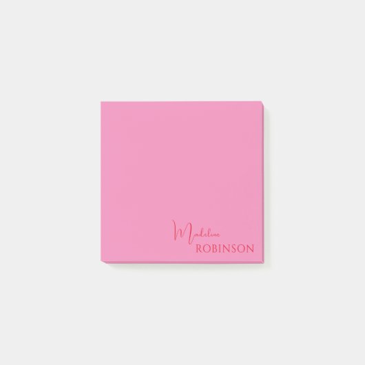 Girly Minimalist Roze Rood Monogram Post-it® Notes (Voorkant)
