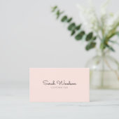 Girly minimalistisch script handgeschreven roze visitekaartje (Staand voorkant)