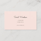 Girly minimalistisch script handgeschreven roze visitekaartje (Achterkant)