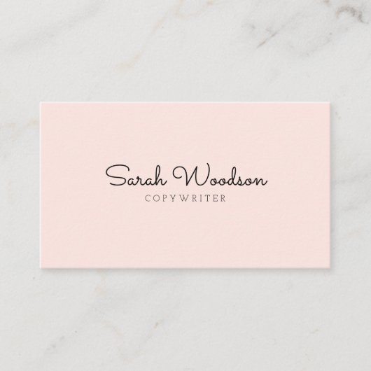 Girly minimalistisch script handgeschreven roze visitekaartje (Voorkant)