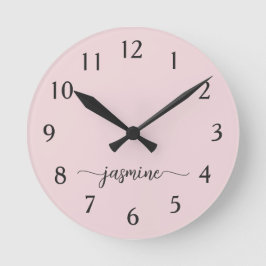 Girly Minimalistische Monogram Naam Handtekening S Ronde Klok