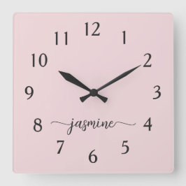 Girly Minimalistische Monogram Naam Handtekening S Vierkante Klok