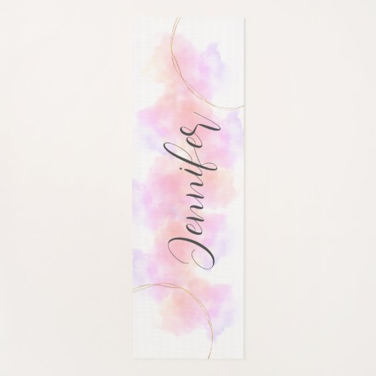 Girly Minimalistische waterverf roze en goudwit Yogamat (Voorkant)