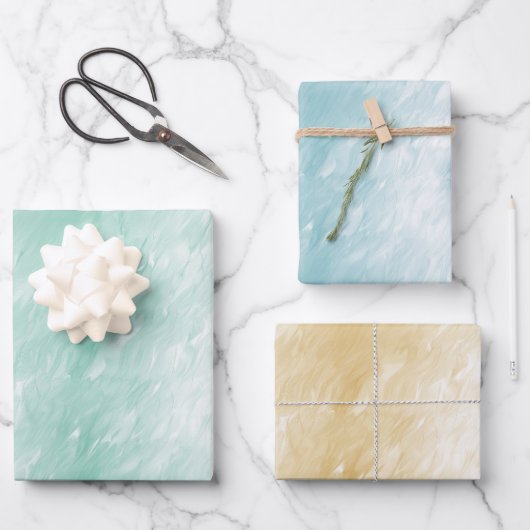 Girly Mint Aqua Geel Goud Inpakpapier Vel (Voorkant)