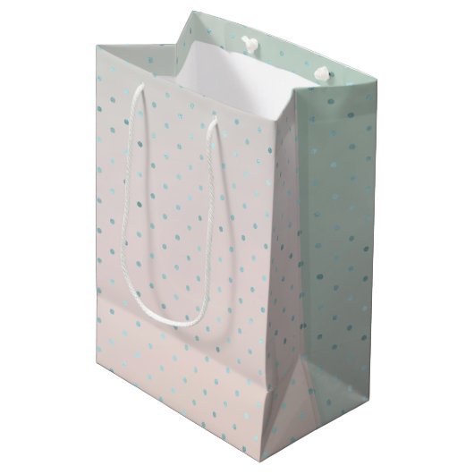 Girly Mint Aqua Peach Glam DotsMiddelgrote Medium Cadeauzakje (Voorkant Gekanteld)