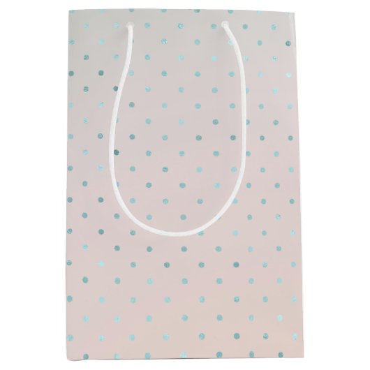 Girly Mint Aqua Peach Glam        DotsMiddelgrote  Medium Cadeauzakje (Voorkant)