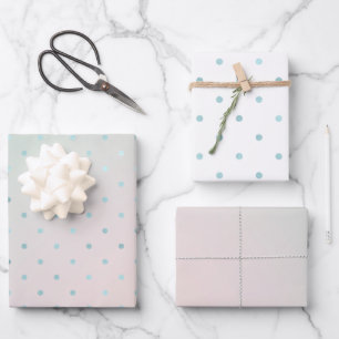 Girly Mint Aqua Peach Glam Stippen Inpakpapier Vel