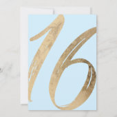 Girly Mint Blue Faux Gold Foil Sweet 16 Kaart (Achterkant)