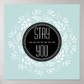 Girly Mint Blue Floral Wreator Inspirerend Quote Poster (Voorkant)