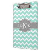 Girly Mint Chevron Gray Monogram Klembord (Links)