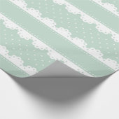 Girly Mint en White Polka Dot Lace Pattern Cadeaupapier (Hoek)