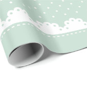 Girly Mint en White Polka Dot Lace Pattern Cadeaupapier (Rol Hoek)