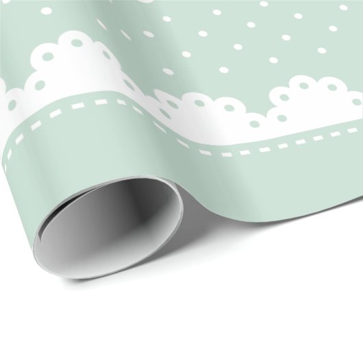 Girly Mint en White Polka Dot Lace Pattern Cadeaupapier (Rol Hoek)