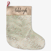 Girly Mint Glam Gold Leopard Print Waterverf Grote Kerstsok (Voorkant)