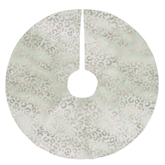 Girly Mint Glam Gold Leopard Print Waterverf Kerstboom Rok (Voorkant)
