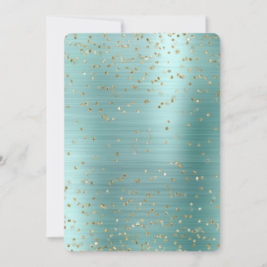 Girly Mint Glam Gold Sparkle Confetti Baby shower Kaart (Achterkant)