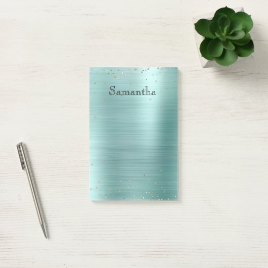 Girly Mint Glam Gold Sparkle Paarse Confetti Post-it® Notes (Kantoor)