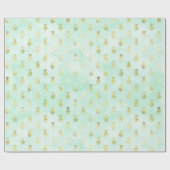 Girly Mint Glam Goud Tropische Ananas Cadeaupapier (Vlak)