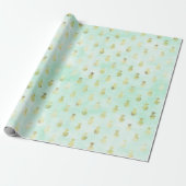 Girly Mint Glam Goud Tropische Ananas Cadeaupapier (Uitgerold)
