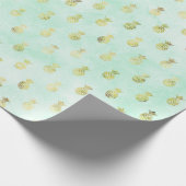Girly Mint Glam Goud Tropische Ananas Cadeaupapier (Hoek)