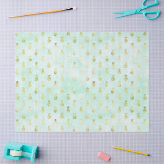 Girly Mint Glam Goud Tropische Ananas Tissuepapier (Craft)