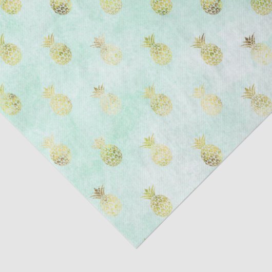 Girly Mint Glam Goud Tropische Ananas Tissuepapier (Detail)