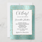 Girly Mint Glam Gouden Glitters Confetti Baby Show Kaart (Voorkant)