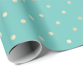 Girly Mint Glam Gouden Stippen Cadeaupapier