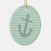 Girly Mint Glitter Anchor Keramisch Ornament (Rechts)