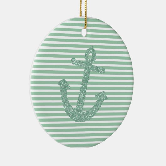 Girly Mint Glitter Anchor Keramisch Ornament (Rechts)