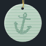 Girly Mint Glitter Anchor Keramisch Ornament<br><div class="desc">Girly Mint Glitter Anker (geen echte glitter,  afbeelding van glitter)</div>