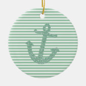 Girly Mint Glitter Anchor Keramisch Ornament (Voorkant)