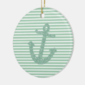 Girly Mint Glitter Anchor Keramisch Ornament (Links)