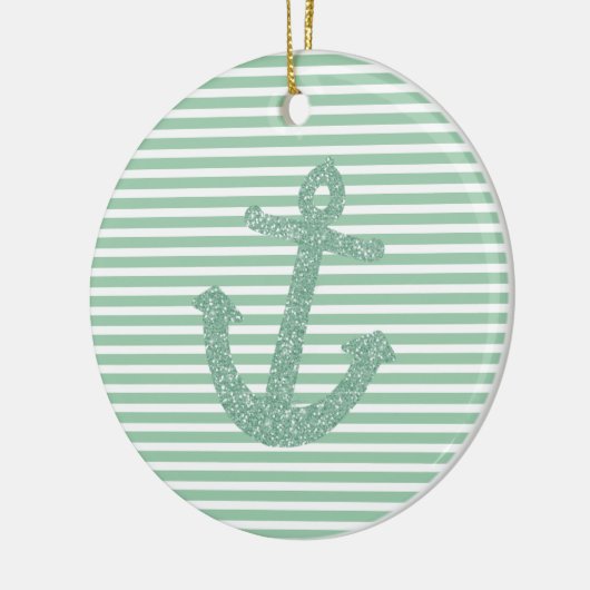 Girly Mint Glitter Anchor Keramisch Ornament (Links)