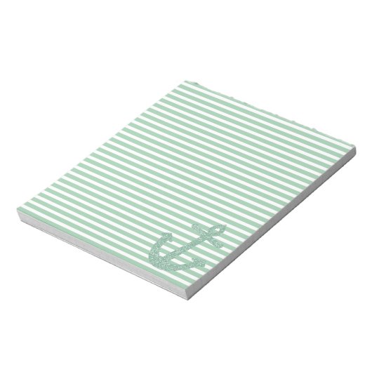 Girly Mint Glitter Anchor Notitieblok (Linkerzijde)